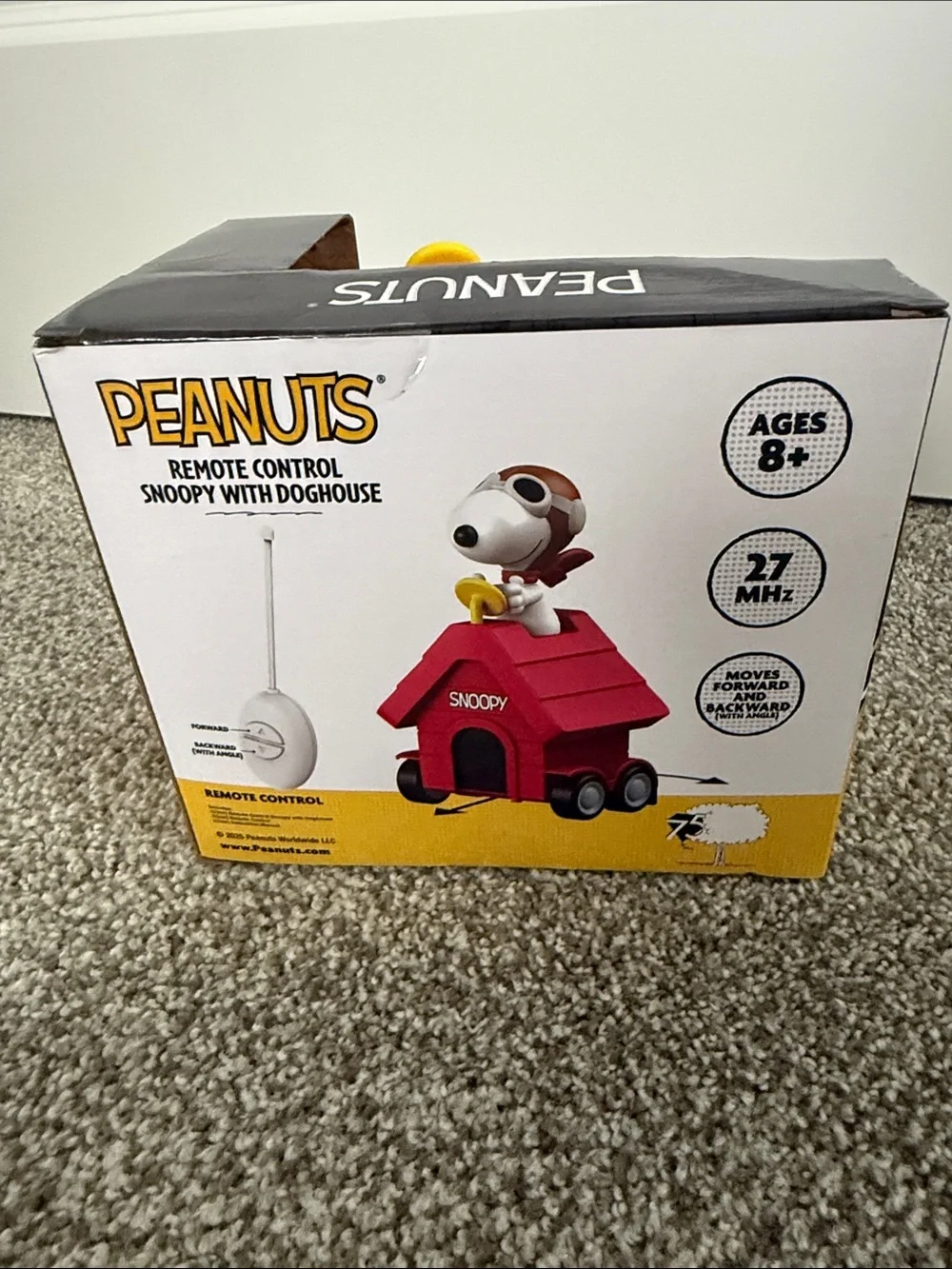Peanuts Snoopy Figure with Red Doghouse and Yellow Satelite Dish